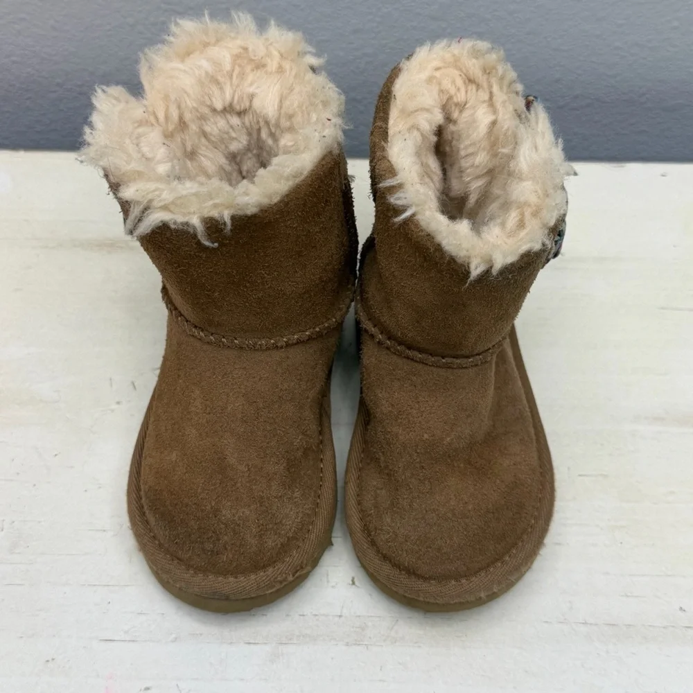 Ugg Brown Suede Kenzie Checkered Bow Boots Size 6